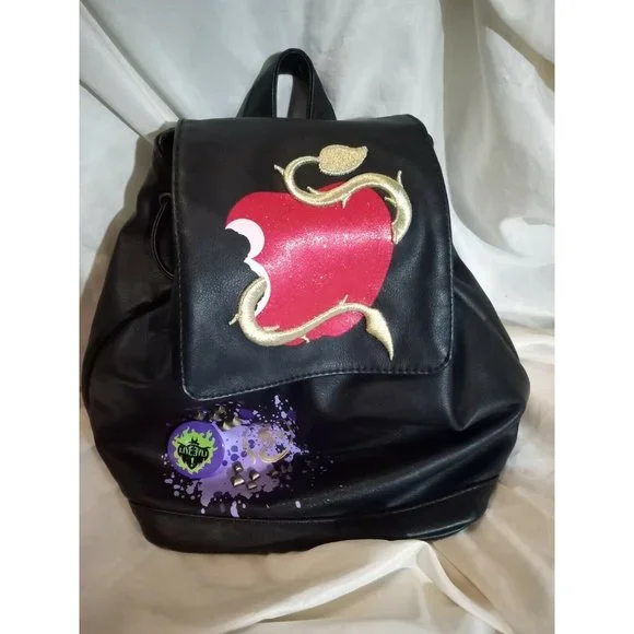 Disney Store Evil Queen Backpack Snow White Villains Poison Apple Black Leather 94426-1.jpg main image 4